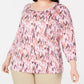 Karen Scott Women's Plus Size Watercolor-Print Top Pink Size 0X