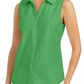 Charter Club Women's Cotton Pique Sleeveless Shirt Green Size 8