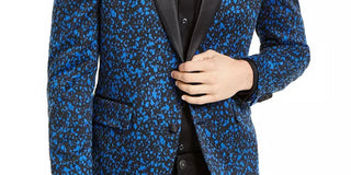 INC International Concepts Men's Printed Blazer Blue Size XXX-Large