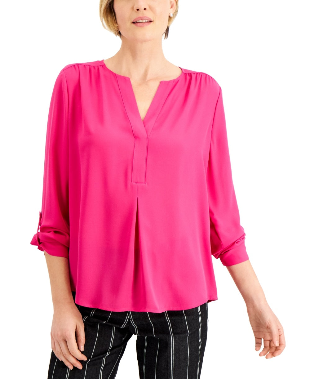 Charter Club Women's Split-Neck Blouse Pink Size X-Large