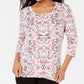 Karen Scott Women's Petite Printed Scoop-Neck Top White/ Flowers Size PS