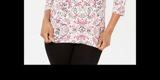 Karen Scott Women's Petite Printed Scoop-Neck Top White/ Flowers Size PS