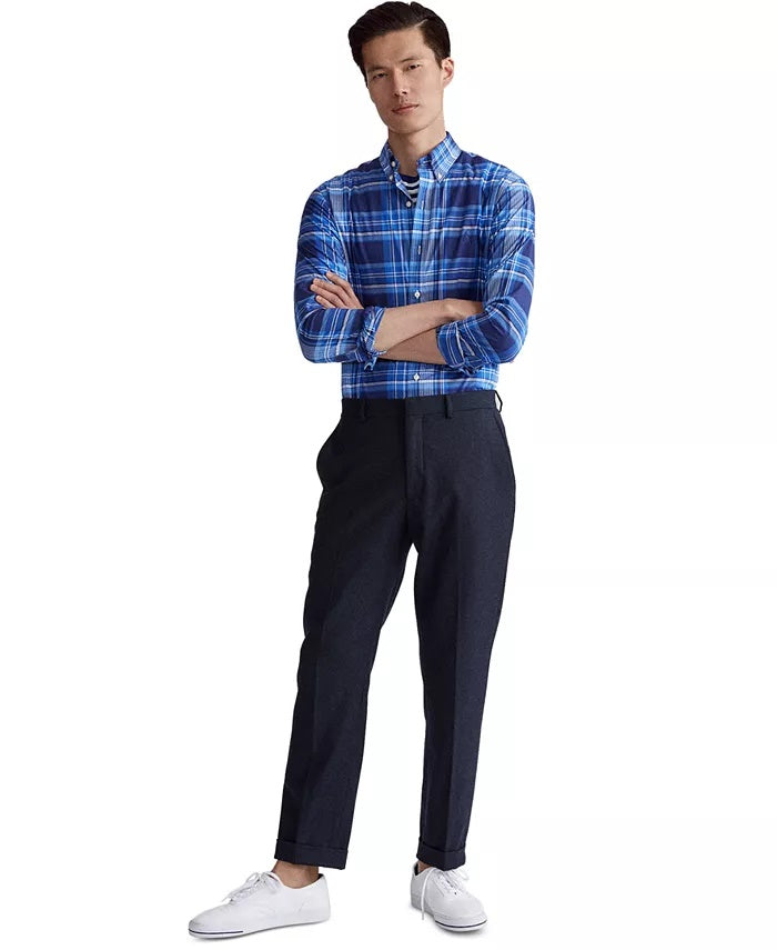 Ralph Lauren Men's Slim Fit Stretch Poplin Button-Down Shirt Blue Size X-Small