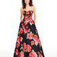 B Darlin Women's Strapless Floral Print Gown Red Size 9-10