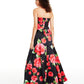 B Darlin Women's Strapless Floral Print Gown Red Size 9-10