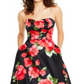 B Darlin Women's Strapless Floral Print Gown Red Size 9-10
