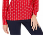 Charter Club Women's Printed Split-Neck Top Red Size X-Large