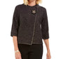 JM Collection Women's Holiday Party Metallic Textu Brooch Sweater Jacket Black Size XX-Large