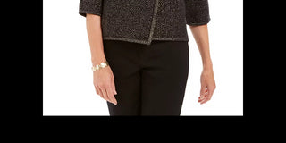 JM Collection Women's Holiday Party Metallic Textu Brooch Sweater Jacket Black Size XX-Large
