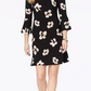 Tommy Hilfiger Women's Printed Jersey Bell Sleeve A-Line Dress Black Size 12