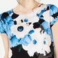 Alfani Women's Printed Round Hem T-Shirt Blue Size Petite Small