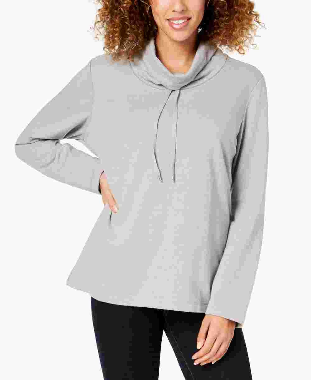 Karen Scott Women's Adjustable Funnelneck Top Gray Size Medium