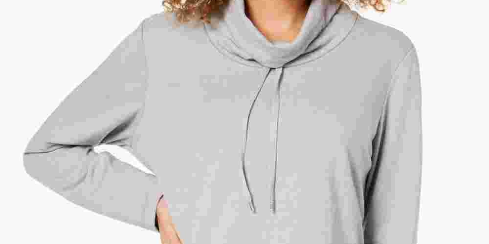 Karen Scott Women's Adjustable Funnelneck Top Gray Size Medium