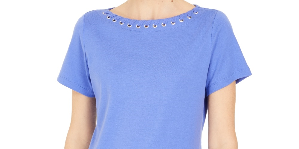 Karen Scott Women's Grommet-Trim Top Purple Size Medium