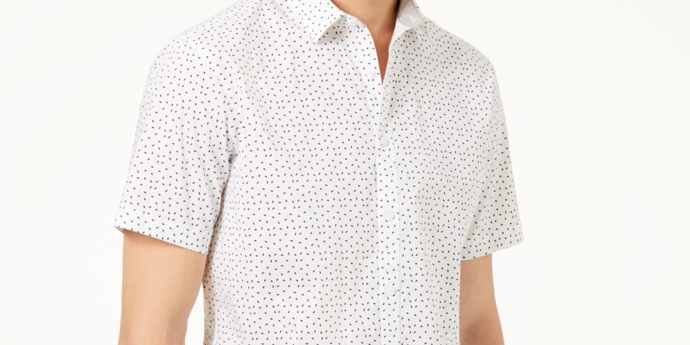 INC International Concepts Men's Owens Printed Shirt White Size Small