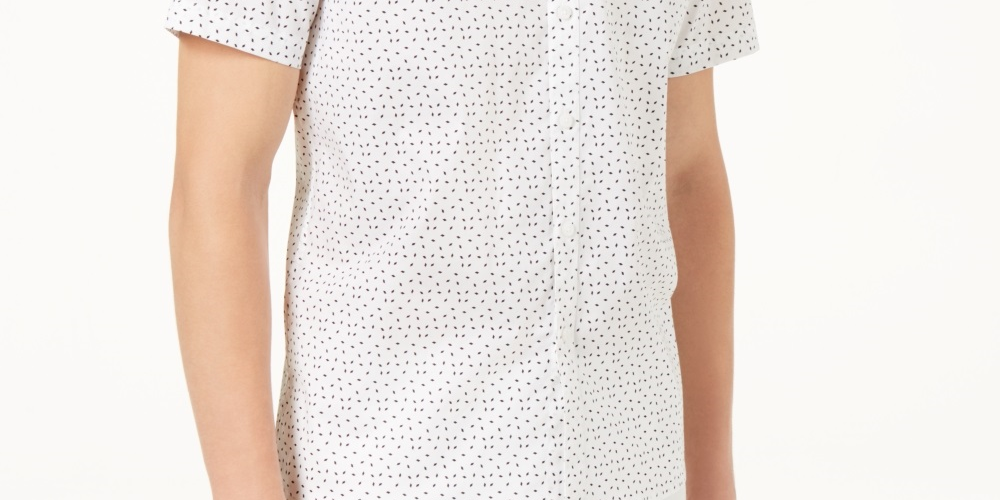 INC International Concepts Men's Owens Printed Shirt White Size Small