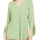 Alfani Women's Tie Cuff Top Green Size Small