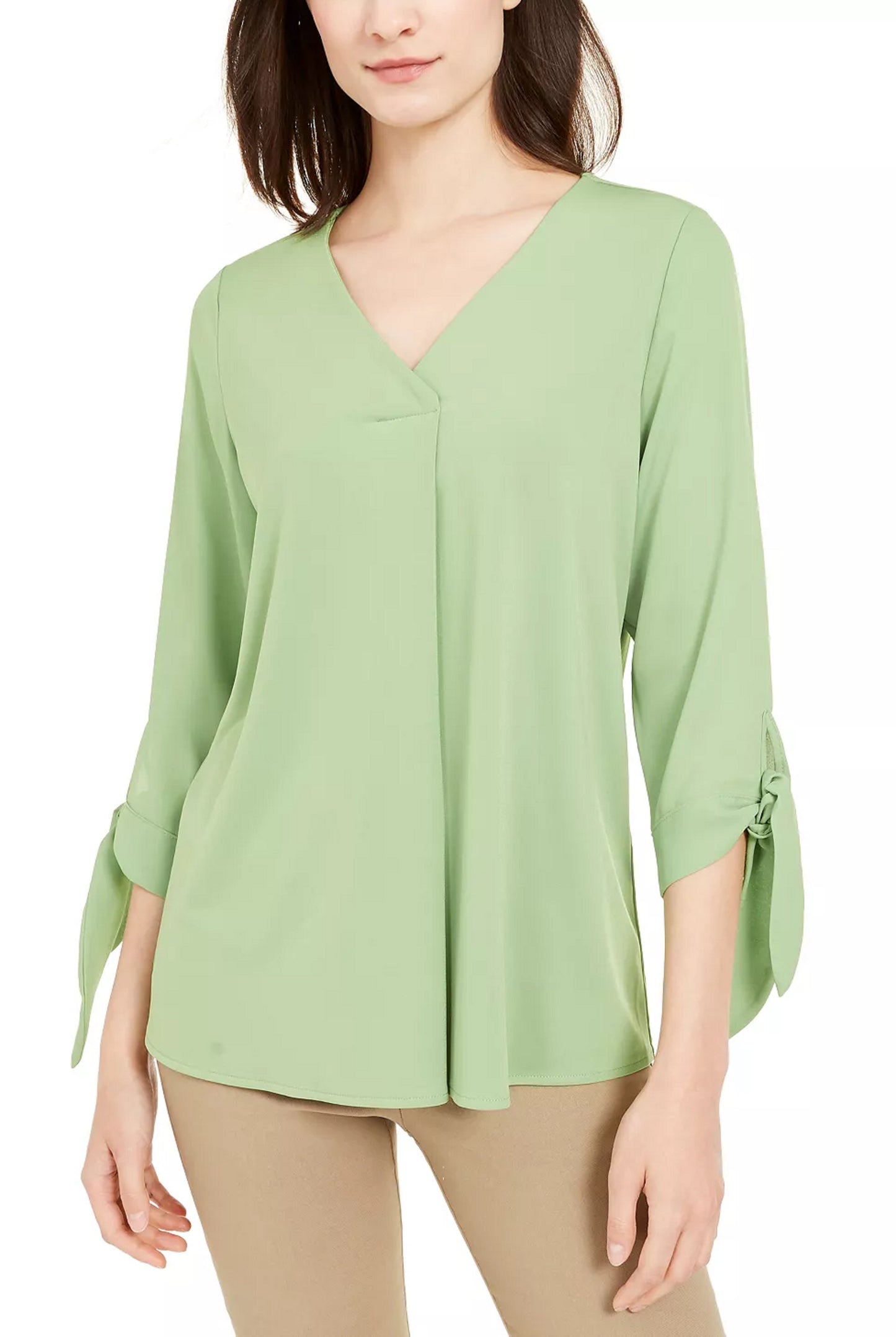 Alfani Women's Tie Cuff Top Green Size Small