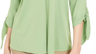 Alfani Women's Tie Cuff Top Green Size Small