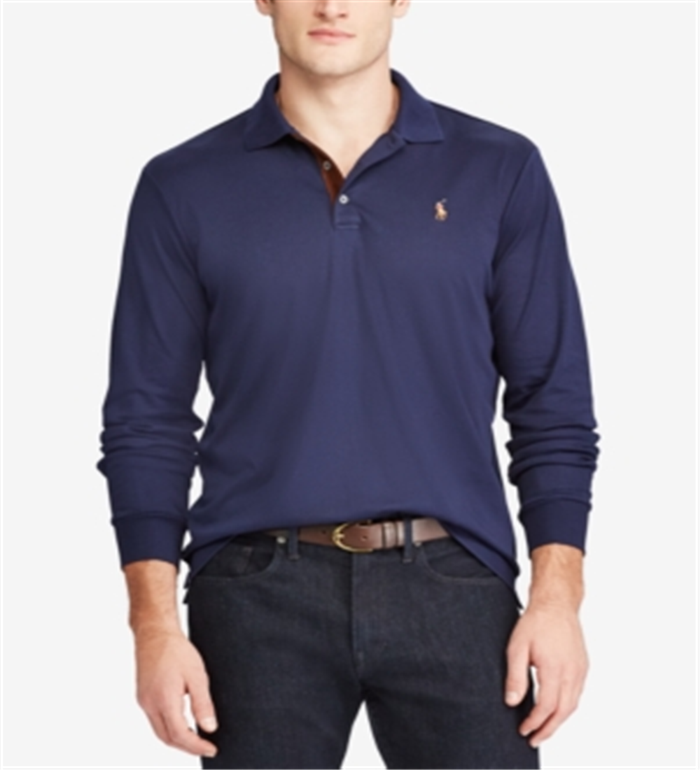 Ralph Lauren Men's Classic Fit Long Sleeve Soft Cotton Polo Shirt Blue Size -XS