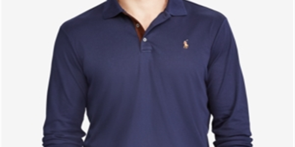 Ralph Lauren Men's Classic Fit Long Sleeve Soft Cotton Polo Shirt Blue Size -XS