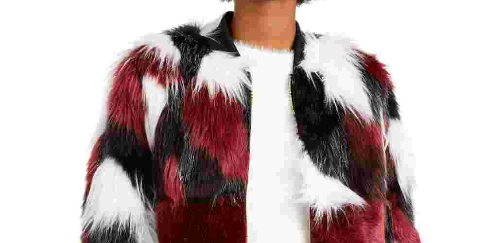 Say What Junior's Mixed Faux Fur Jacket White Size Small