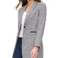 Tommy Hilfiger Women's Plaid One-Button Elbow-Patch Blazer Gray Size 16