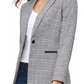 Tommy Hilfiger Women's Plaid One-Button Elbow-Patch Blazer Gray Size 16