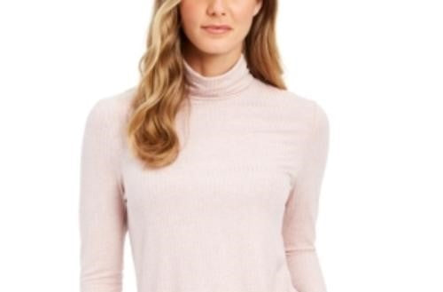 Charter Club Women's Heathered Turtleneck Pink Size Petite Medium