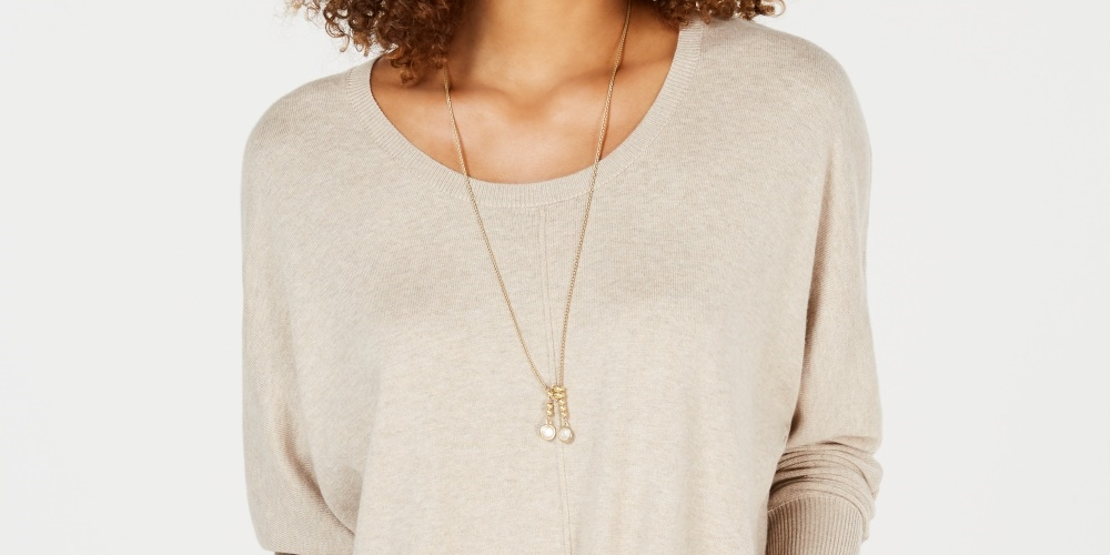 Style & Co Petite Tie-Front Sweater Beige Size PP