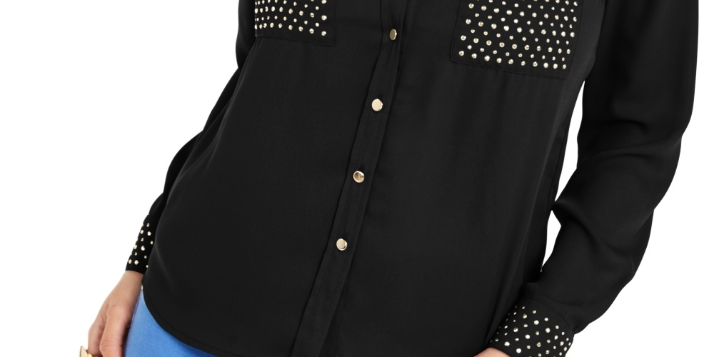 Thalia Sodi Women's Studded Shirt Black Size Small