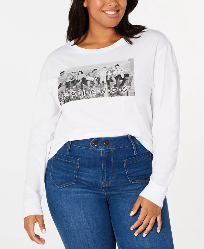 Love Tribe Women's Trendy Plus Size Friends Group T-Shirt White Size 3X