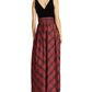 Ralph Lauren Women's Plaid Sleeveless Maxi Evening Dress Black Size 16