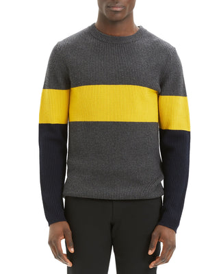 Theory Men's Zoren Striped Cashwool Sweater Gray Size Large