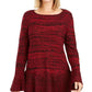 Style & Co Women's  Petite Ruffle-Hem Tunic Sweater Red Size PP
