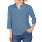 Charter Club Women's Supima Cotton 3/4 Sleeve Polo Shirt Blue Size 2XL