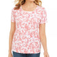 Karen Scott Women's Floral-Print Top White / Pink Size X-Small