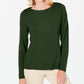 Karen Scott Women's Petite Button-Shoulder Sweater Green Size Petite