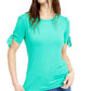 Maison Jules Women's Tie-Sleeve Knit Top Green Size Small