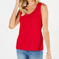 Karen Scott Women's Stud Trim Ladder Neck Top Coral Size Medium