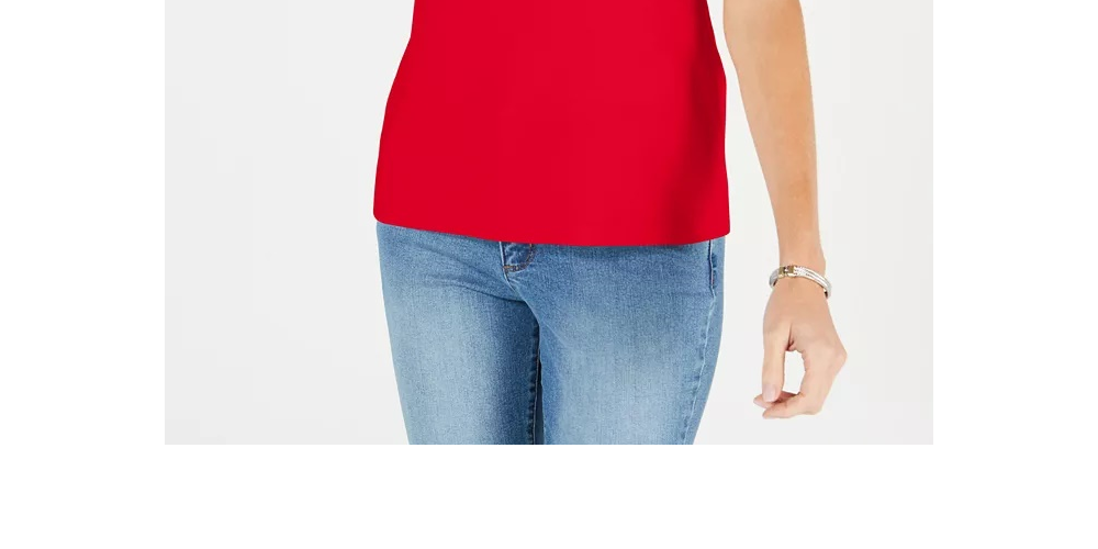 Karen Scott Women's Stud Trim Ladder Neck Top Coral Size Medium