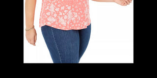 Charter Club Women's Plus Size Printed Flutter-Sleeve Top Red Size 4X