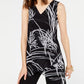 Alfani Women's Petite Printed Handkerchief-Hem Top Black Size PS
