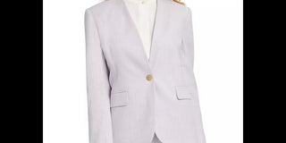 DKNY Women's Collarless Pinstripe One-Button Blazer Gray Size 12