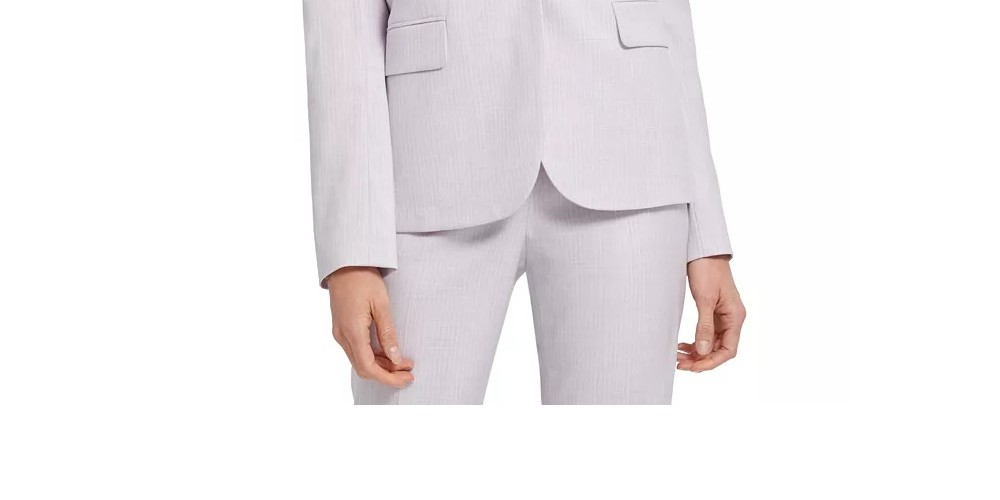 DKNY Women's Collarless Pinstripe One-Button Blazer Gray Size 12