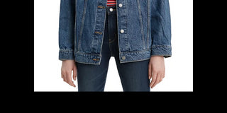 Levi's Women's Baggy Trucker Embellished Cotton Denim Jacket Blue Size Small