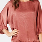 Alfani Women's Satin Dolman-Sleeve Bubble Top Brown Size XX-Large