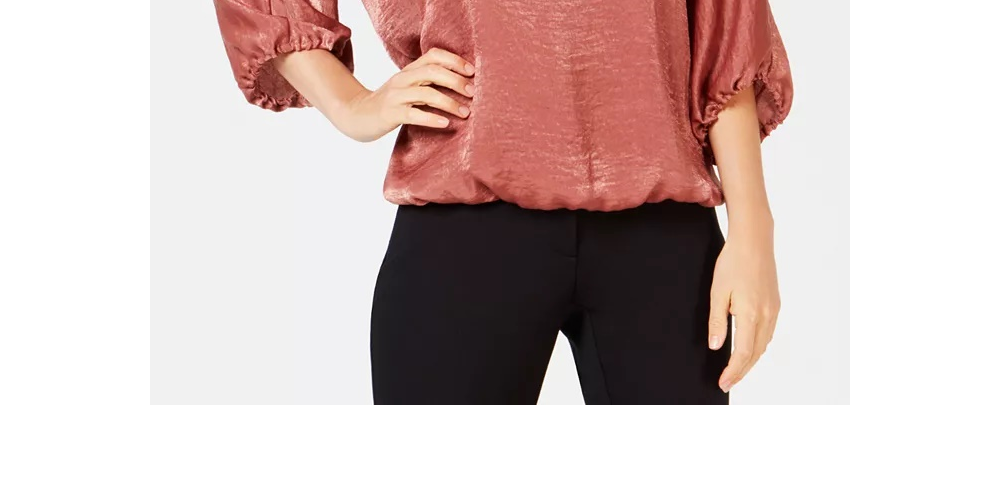 Alfani Women's Satin Dolman-Sleeve Bubble Top Brown Size XX-Large