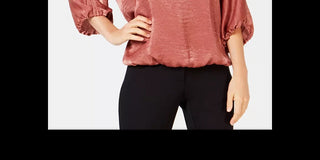 Alfani Women's Satin Dolman-Sleeve Bubble Top Brown Size XX-Large