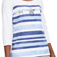 Karen Scott Women's Striped Sequined Seashell Top White Size X-Small